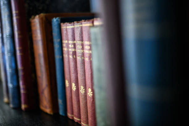 istock Antique 19th century books in bookshelf 1465933509