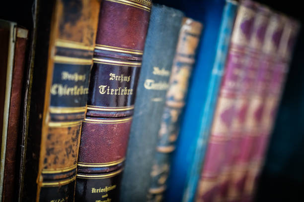 istock Antique 19th century books in bookshelf 1465934685