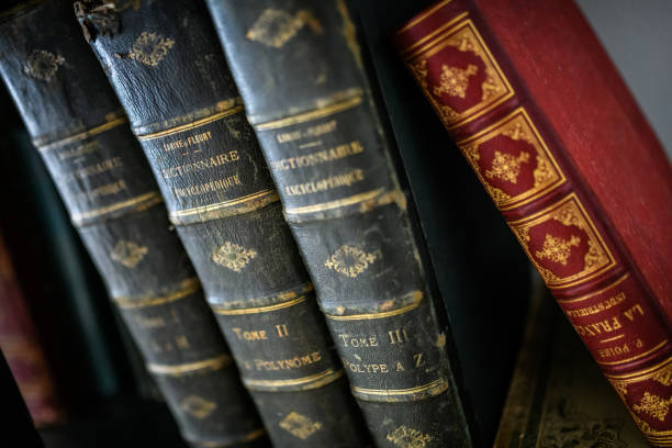 istock Antique 19th century books in bookshelf 1465934916