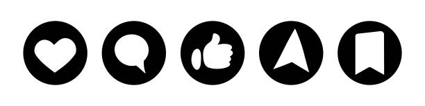 istock Like, comment, thumbs up, share and save. Modern icons for social media and app. Vector isolated on white background. 1465936407