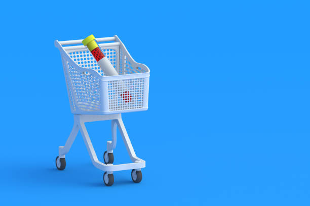 istock Test tube in market cart. Copy space. 3d render 1465950170
