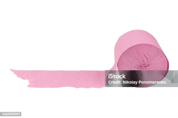 Pink Toilet Paper Isolated From Background Stock Photo - Download