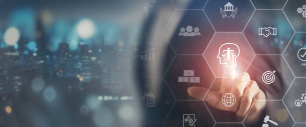 istock Business ethics concept. Ethical investment, sustianable development. Business integrity and moral culture. Businessman touching on ETHICS symbol on smart screening surrounded by ethical icons. 1465955801
