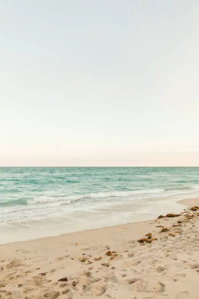 Pastel Sunset Sky Over the Palm Beach, Florida Shoreline at Sunset in the Winter of 2023