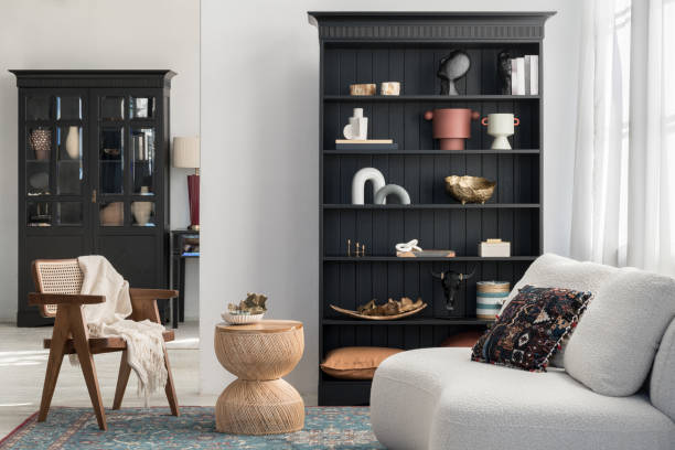 istock Spacious and open, eclectic style living room 1465971048