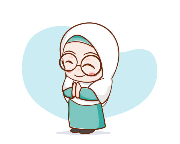 Cute muslim girl cartoon character Cute muslim girl cartoon character muslim cartoon stock illustrations