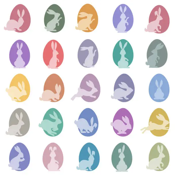 Vector illustration of Easter Rabbit Icons.