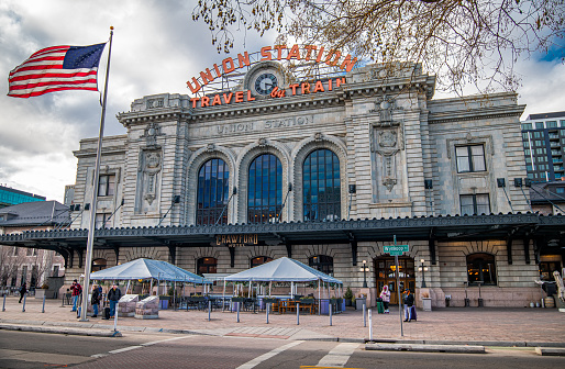 The front entrance to the historic Union Station in downtown Denver, Colorado is a sight to behold.