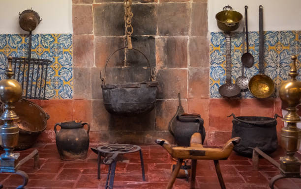 istock Old kitchen with its old metal cooking utensils 1466038775