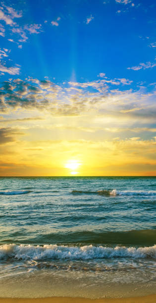 istock Beautiful tropical sea and sunset. Vertical photo. 1466040951