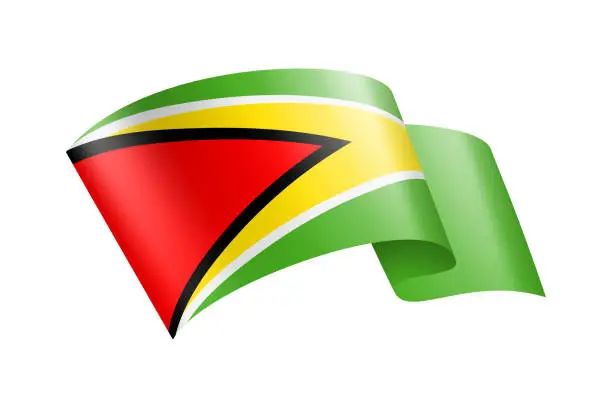Vector illustration of Guyana Flag Ribbon. Flag of Guyana Header Banner. Vector Stock Illustration