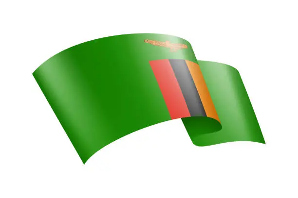 Vector illustration of Zambia Flag Ribbon. Zambian Flag Header Banner. Vector Stock Illustration