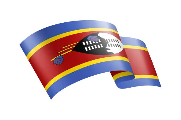 Vector illustration of Eswatini Flag Ribbon. Eswatinean Flag Header Banner. Vector Stock Illustration