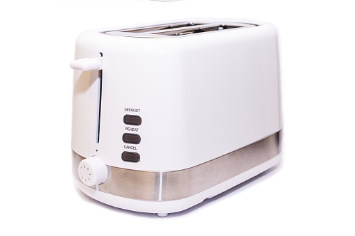 Electric toaster, household appliances on a white background.