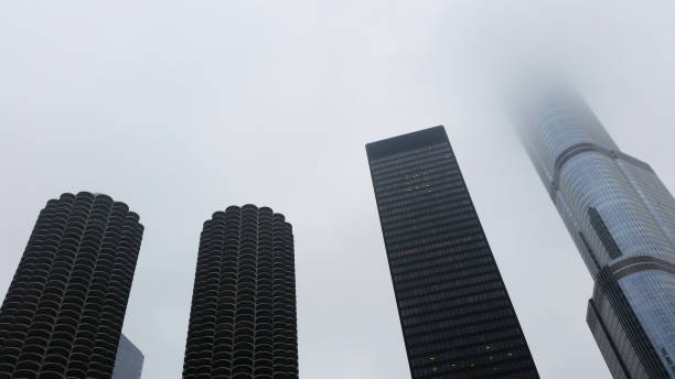 istock Skyscrapers on a foggy day 1466077630