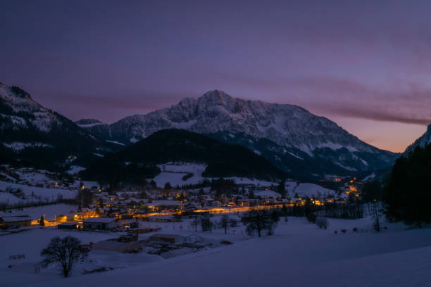 istock Winter evening over Spital am Pyhrn in Austria with railway station 1466081374