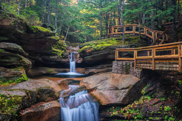 Sabbaday Falls in Autumn White Mountain national Forest off the Kancamagus Highway