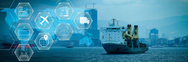 istock Cargo ship in import export business commercial trade logistic 1466093376