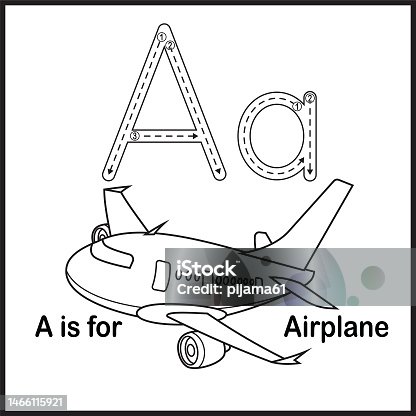 istock Flashcard letter A is for Airplane vector Illustration 1466115921