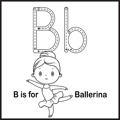 Flashcard letter B is for Ballerina vector Illustration