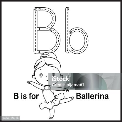 istock Flashcard letter B is for Ballerina vector Illustration 1466116014