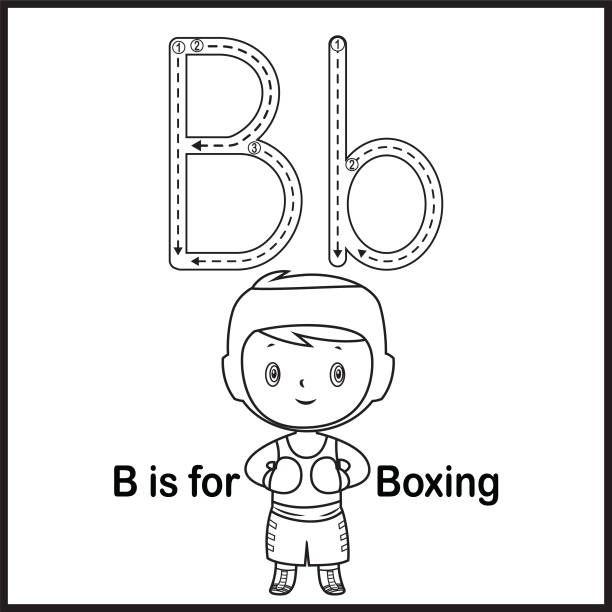 ilustraciones, imágenes clip art, dibujos animados e iconos de stock de la letra b de la tarjeta de memoria es para la ilustración vectorial de boxeo - alphabetical order child illustration and painting playing