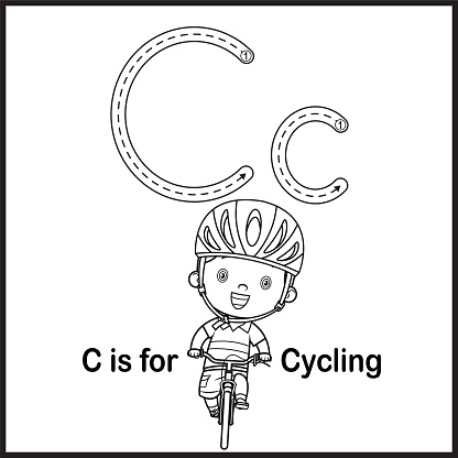 Flashcard letter C is for Cycling vector Illustration