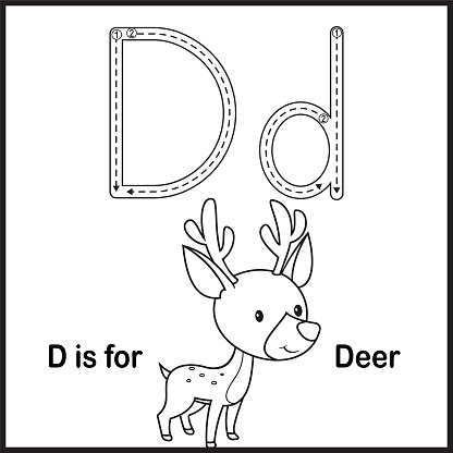 Flashcard letter D is for Deer vector Illustration