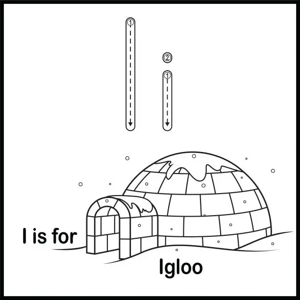 Vector illustration of Flashcard letter I is for Igloo vector Illustration