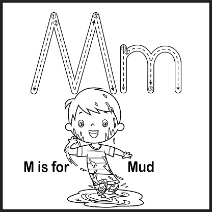 Flashcard letter M is for Mud vector Illustration