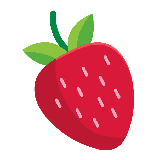 Ganze und geschnittene frische Obst Erdbeere bunte Ikone – Vektorgrafik