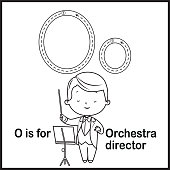 istock Flashcard letter O is for Orchestra Director vector Illustration 1466118544