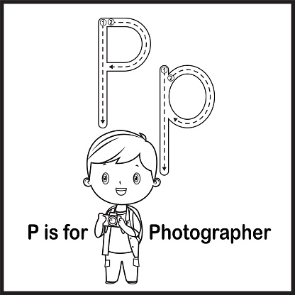 Flashcard letter P is for Photographer vector Illustration