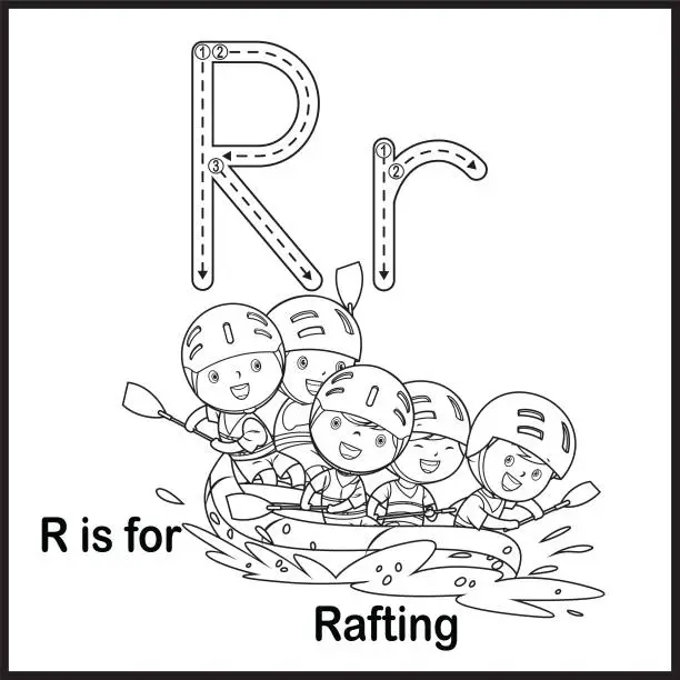 Vector illustration of Flashcard letter R is for Rafting vector Illustration