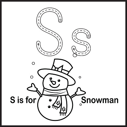 Flashcard letter S is for Snowman vector Illustration