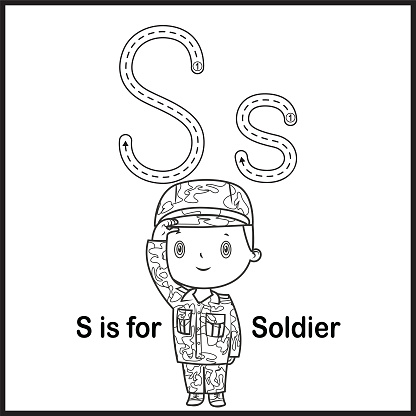 Flashcard letter S is for Soldier vector Illustration