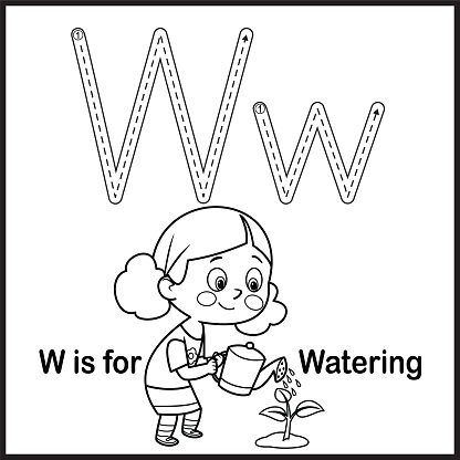 Flashcard letter W is for Watering
vector Illustration