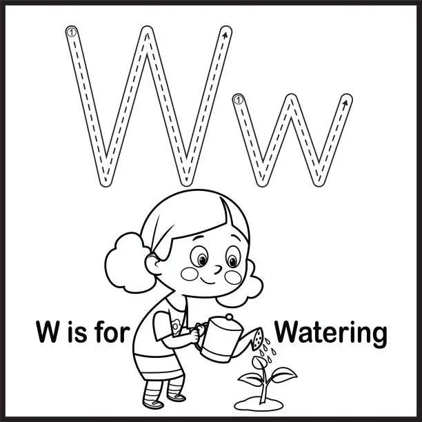 Vector illustration of Flashcard letter W is for Watering
vector Illustration