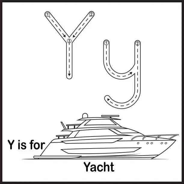 Vector illustration of Flashcard letter Y is for Yacht vector Illustration