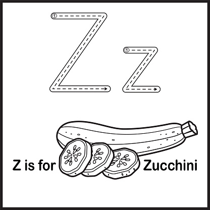 Flashcard letter Z is for Zucchini 
 vector Illustration