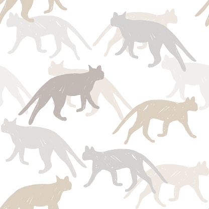Subtle Cat Pattern Hand Drawn Cats Seamless Pattern Muted Color Pattern Stock Illustration ...