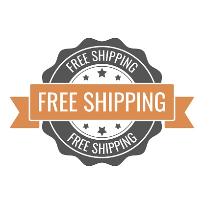 Free shipping stamp, seal. Vector badge, icon template. Illustration isolated on white background.