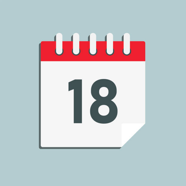 ilustrações, clipart, desenhos animados e ícones de dia do calendário da página do ícone - número 18 - june calendar page personal organizer