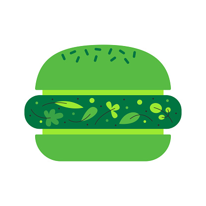 Plant-based meat food. Vegetarian and vegan burger. Vegetables and cereals protein alternative. Sustainable, climate-friendly, ethical, responsible eating concept.