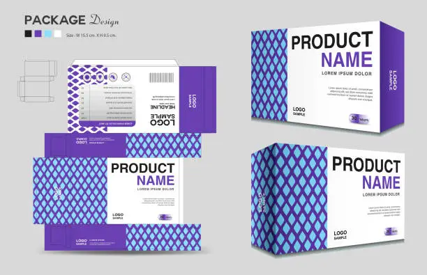 Vector illustration of Cosmetic box design, Supplements box template, Package design template, 3d Box Packaging design, cosmetic label, medical label, soap label, packaging design vector, Package boxes mockup