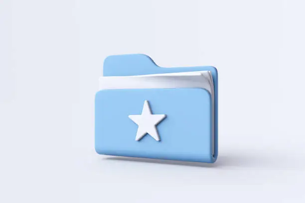 Photo of Blue Folder With Star. 3D rendering.