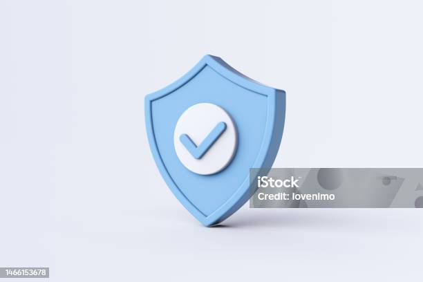 Shield Concept 3d Rendering Shield With Check Mark Stock Photo - Download Image Now