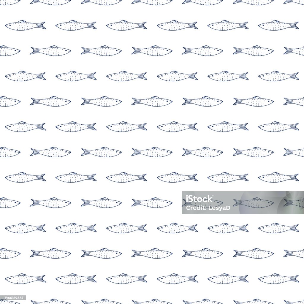 Fish Seamless Pattern Fish Cartoon Doodle Vector Illustration Stock ...