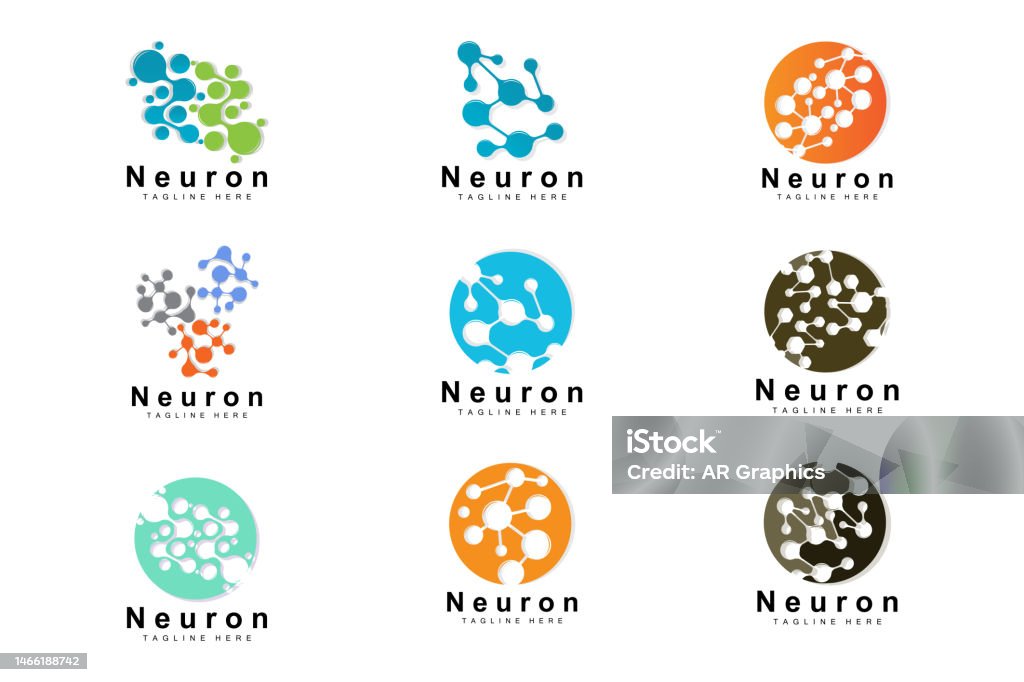 Neuron Logo Design Vector Nerve Cell Illustration Molecular Dna Health ...