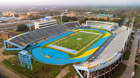 Baton Rouge, LA - January 2023: A.W. Mumford Stadium on the campus of Southern University and A&M College located in Baton Rouge, LA.